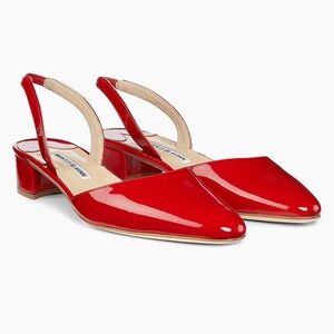 Manolo Blahnik Aspro Patent Leather Slingback Pumps 35.5